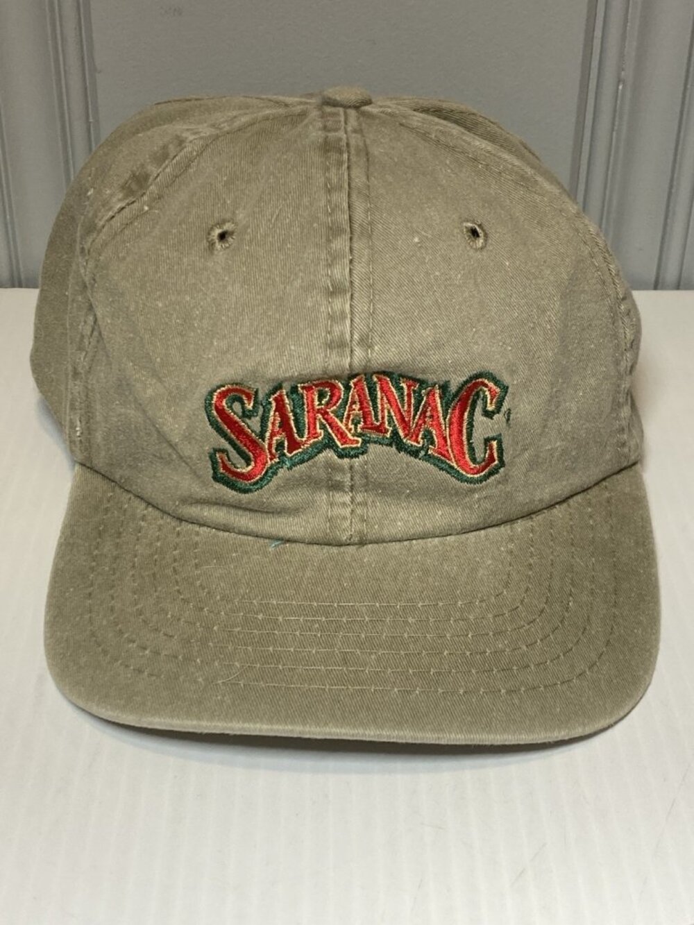 Vintage Saranac Brewing Baseball Cap Hat Beige Beer Men’s Adjustable Strapback